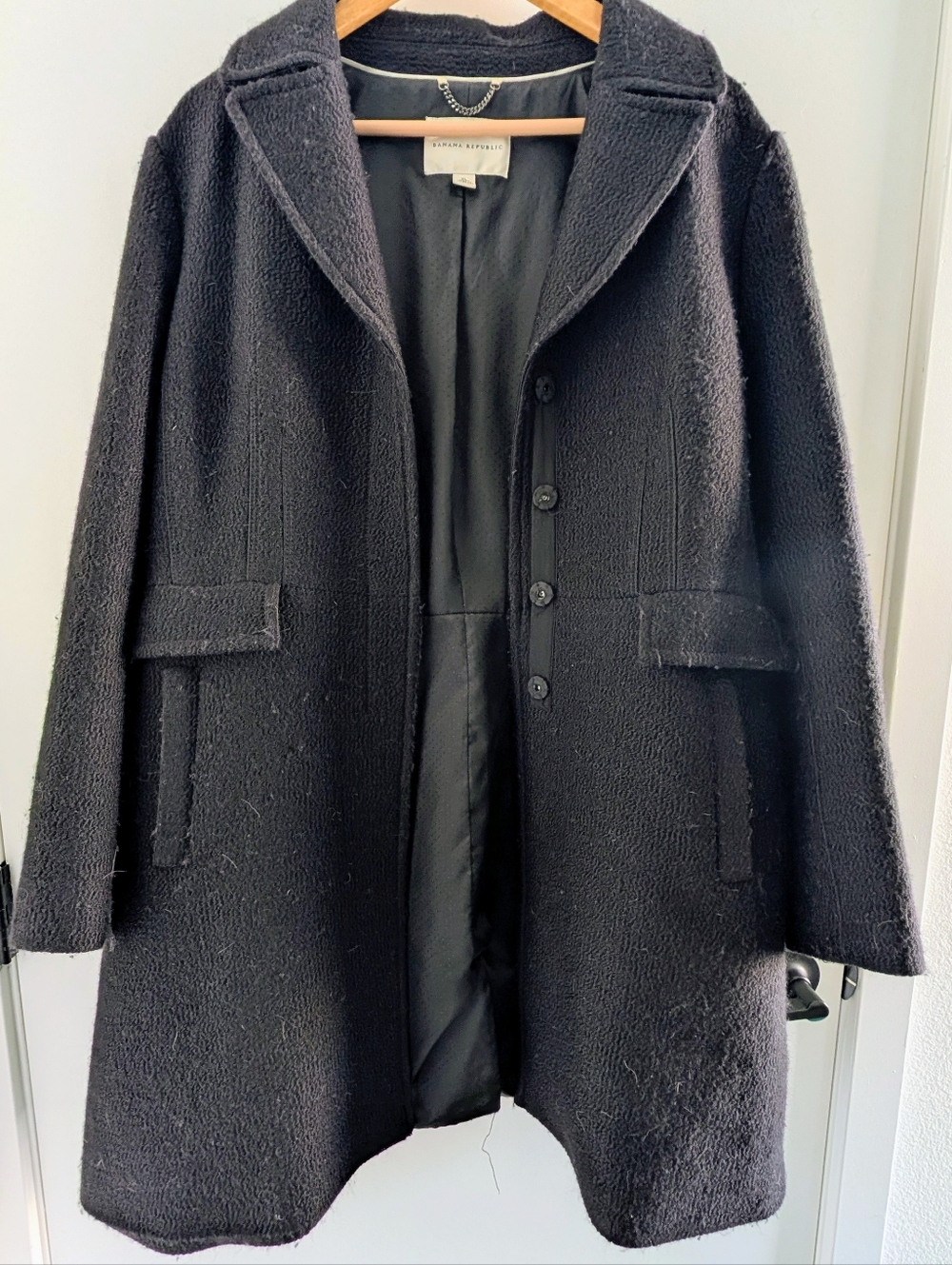 Banana Republic | Women's XL | Textured Wool Blend Overcoat | Black